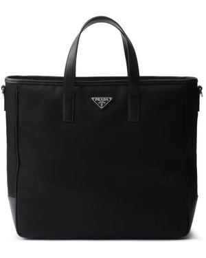 Prada Re-Nylon Logo Tote Bag - Black