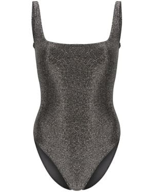 Form and Fold Maillot De Bain Pailleté À Encolure Carrée - Marron