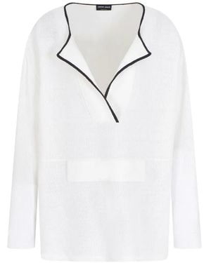 Giorgio Armani Trimmed V-Neck Jumper - White
