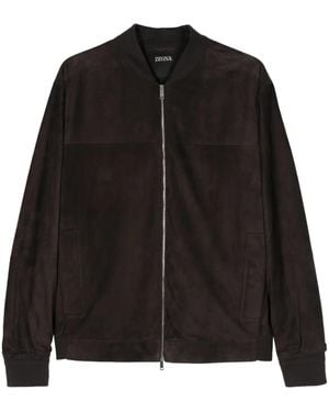 ZEGNA スエード ボンバージャケット - ブラック