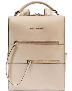 Piquadro Leather Backpack - Natural