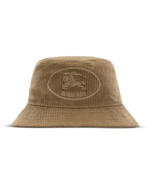 Burberry Knight-Stamp Corduroy Bucket Hat - Natural