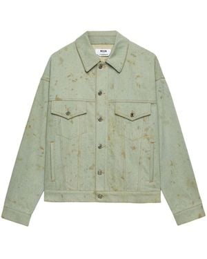 MSGM Stained Denim Jacket - Green