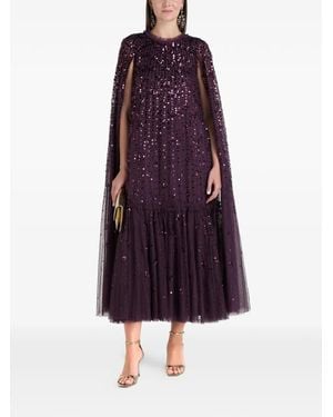 Needle & Thread Falling Stars Sequin Cape Maxi Dress - Purple