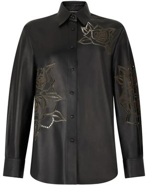 Roberto Cavalli Floral-Detail Shirt - Black