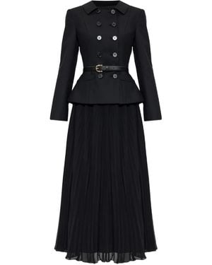 Self-Portrait Belted Double-Breasted Midi Dress - Black