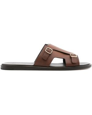Santoni ダブルバックル レザーサンダル - ブラウン