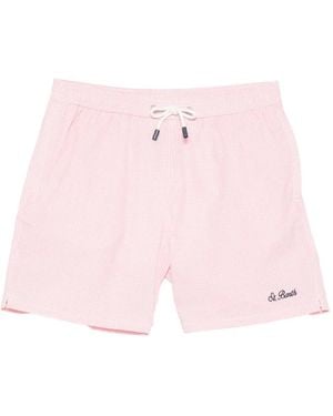 MC2 Saint Barth Gingham-Pattern Drawstring Swim Shorts - Pink