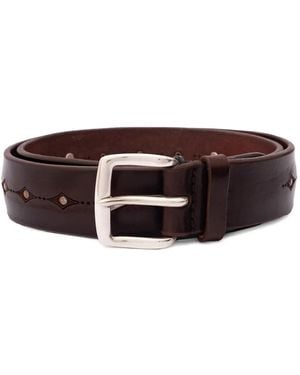 Orciani Engraved Leather Belt - Brown