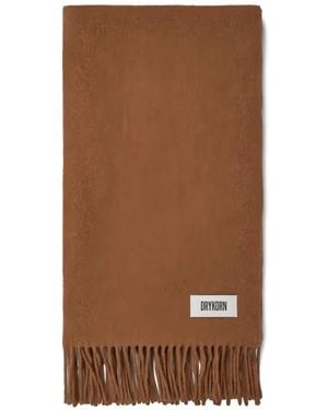 DRYKORN Fringed Logo-Patch Scarf - Brown