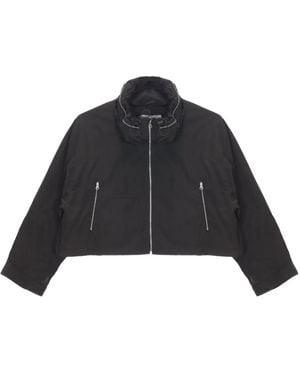 Low Classic Drawstring-Neck Zip Jacket - Black