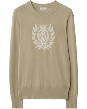 Burberry B Crest Jumper - Natural