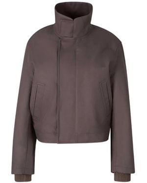 Victoria Beckham High-Neck Ribbed-Trim Jacket - Brown