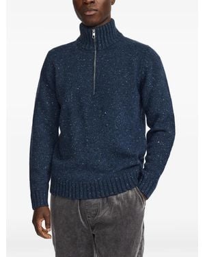 Revolution Half-Zip Flecked Jumper - Blue