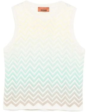 Missoni Chevron Dégradé Cotton And Viscose Sleeveless Top - White