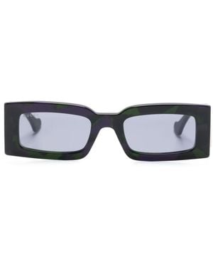 Gucci Logo-Plaque Rectangle-Frame Sunglasses - Grey