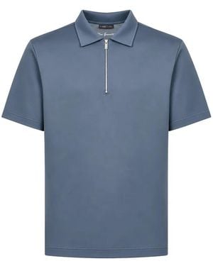 Tombolini Quarter-Zip Short-Sleeve Polo Shirt - Blue
