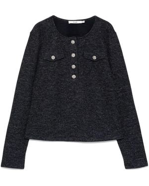 B+ AB Henley Knitted Top - Blue