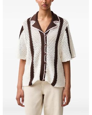 Stine Goya Crochet-Knit Striped Cardigan - Natural