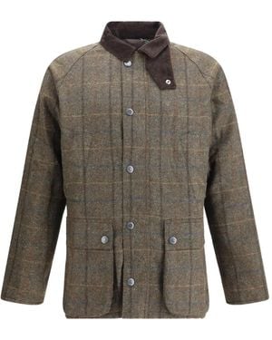 Barbour Bedale Check Wool Jacket - Gray