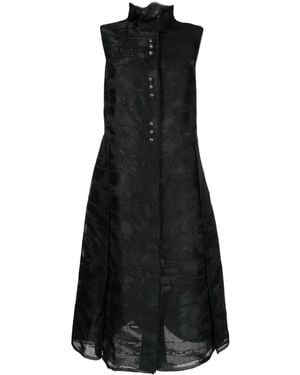 Shiatzy Chen Brushed-Print Detail Midi Dress - Black