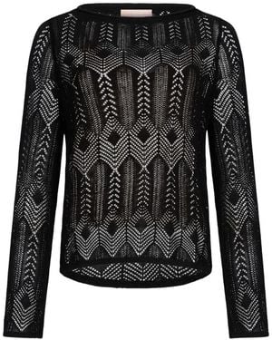 Liu Jo Openwork Crew-Neck Jumper - Black