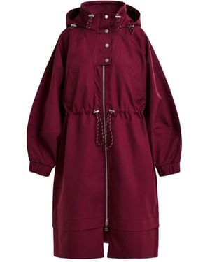 Essentiel Antwerp Balloon-Sleeve Drawstring Raincoat - Red