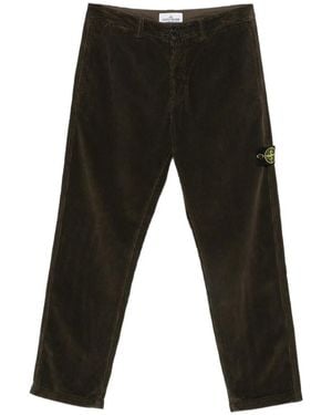 Stone Island Compass-Motif Corduroy Trousers - Black