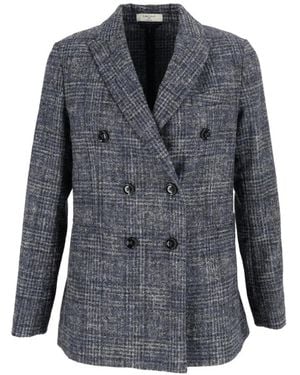 Circolo 1901 Double-Breasted Check Blazer - Grey