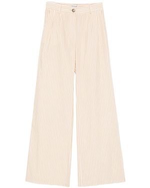 ERMANNO FIRENZE Striped Wide-Leg Trousers - White