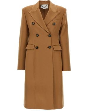 Stella McCartney ピークドラペル ウールダブルコート - ナチュラル