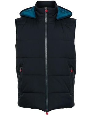 Kiton Zip-Up Hooded Gilet - Blue