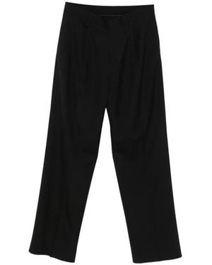 Lardini Pleated Wide-Leg Trousers - Black