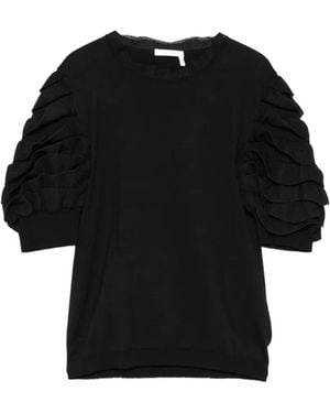 Chloé Bluse Mit Gerüschten Ärmeln - Schwarz