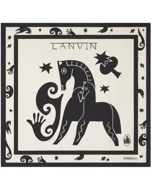 Lanvin Graphic-Print Silk Scarf - Black