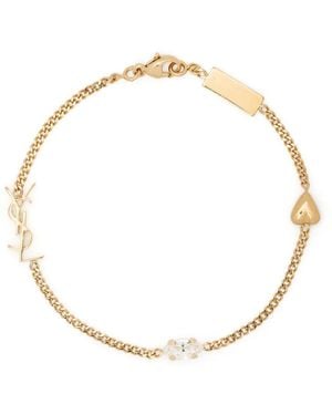 Saint Laurent Pulsera Cassandre con charm de corazón - Metálico