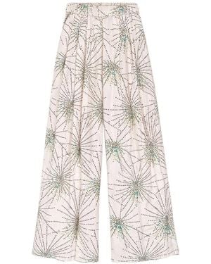 Psophia Patterned-Detail Palazzo Pants - White