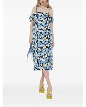 Stine Goya Floral-Embellished Midi Dress - Blue