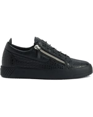 Giuseppe Zanotti Frankie Crocodile-Effect Zip Trainers - Black