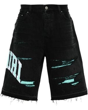Amiri Logo-Embroidered Denim Shorts - Black