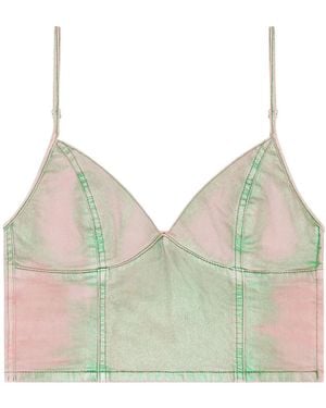 DIESEL De-Fulvy-Denim Cropped Top - Green