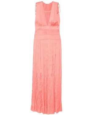 Ulla Johnson Tasneem Tie-Straps V-Neck Midi Dress - Pink