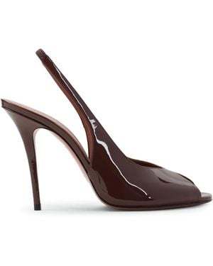 AMINA MUADDI Chocolate Patent Leather Kristina 105 Sling - Brown