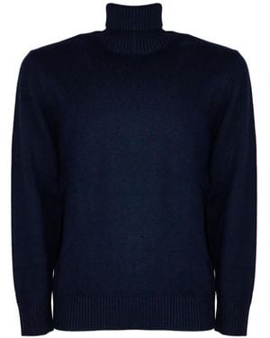 Kangra Roll-Neck Stockinette-Stitch Jumper - Blue