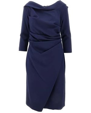 Talbot Runhof Asymmetrical Draped Dress - Blue