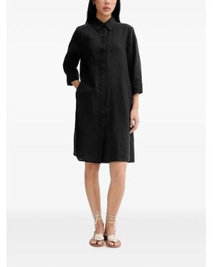 Marc O' Polo Vestido Camisero Midi Con Manga Tres Cuartos - Negro