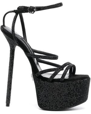 Philipp Plein 170Mm Embellished Platform Sandals - Black