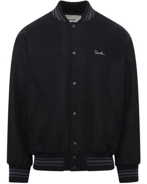 vowels Logo-Embroidered Wool Varsity Jacket - Black
