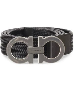 Ferragamo Gancini Woven Belt - Gray