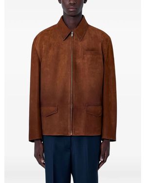 Miu Miu Suede Zip-Fastening Jacket - Brown